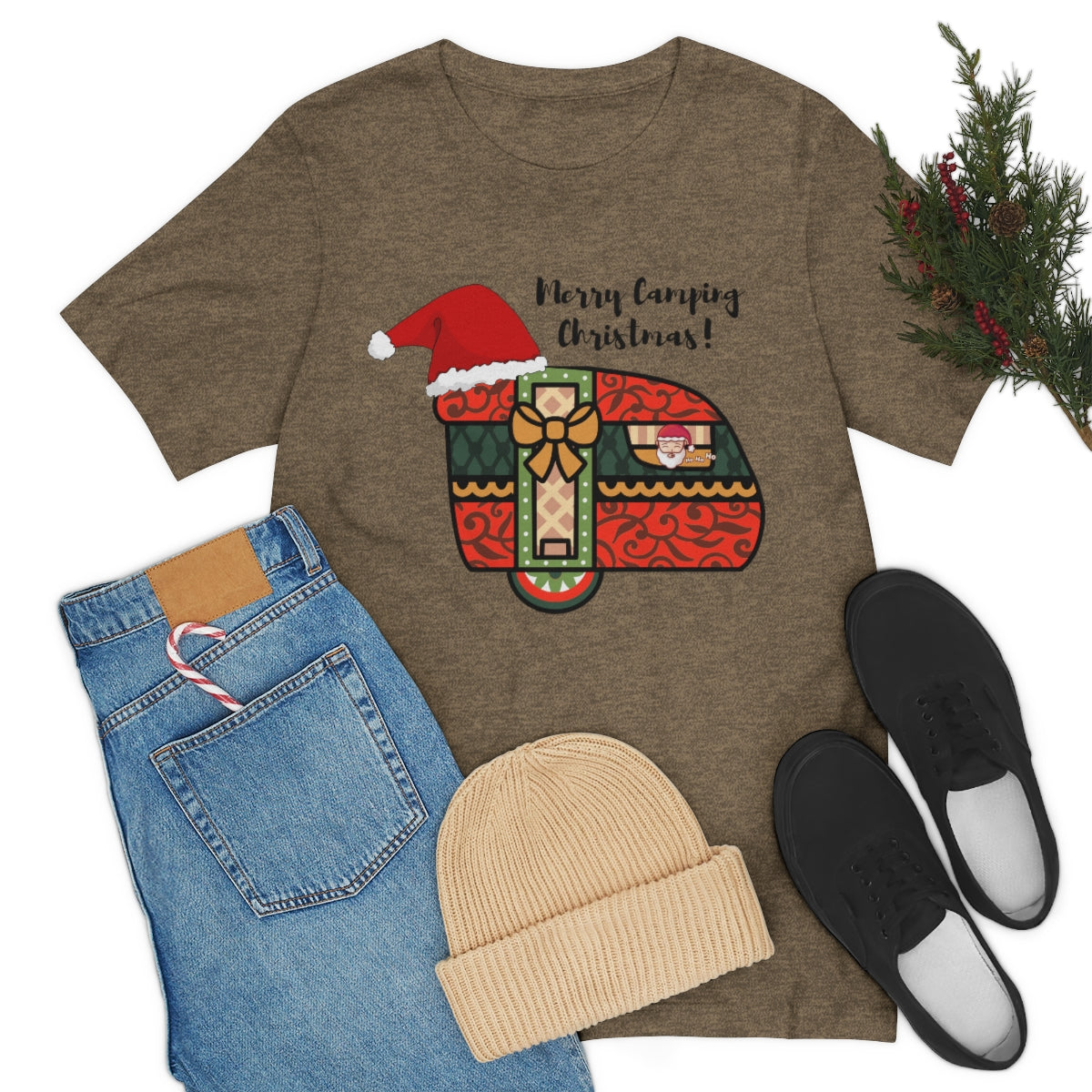 Merry Camping Christmas Unisex Jersey Short Sleeve Tee