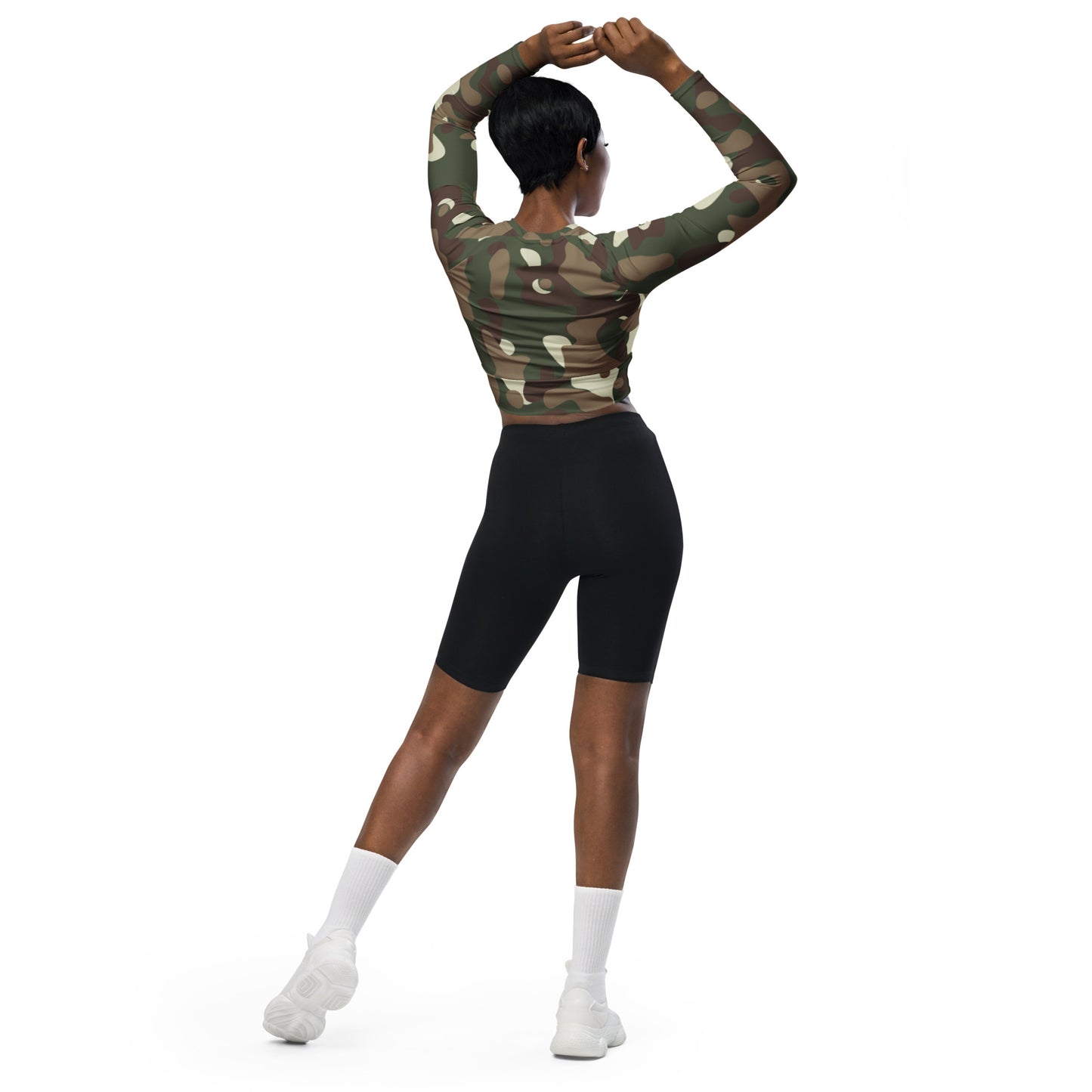 Camouflage Print Recycled long-sleeve crop top