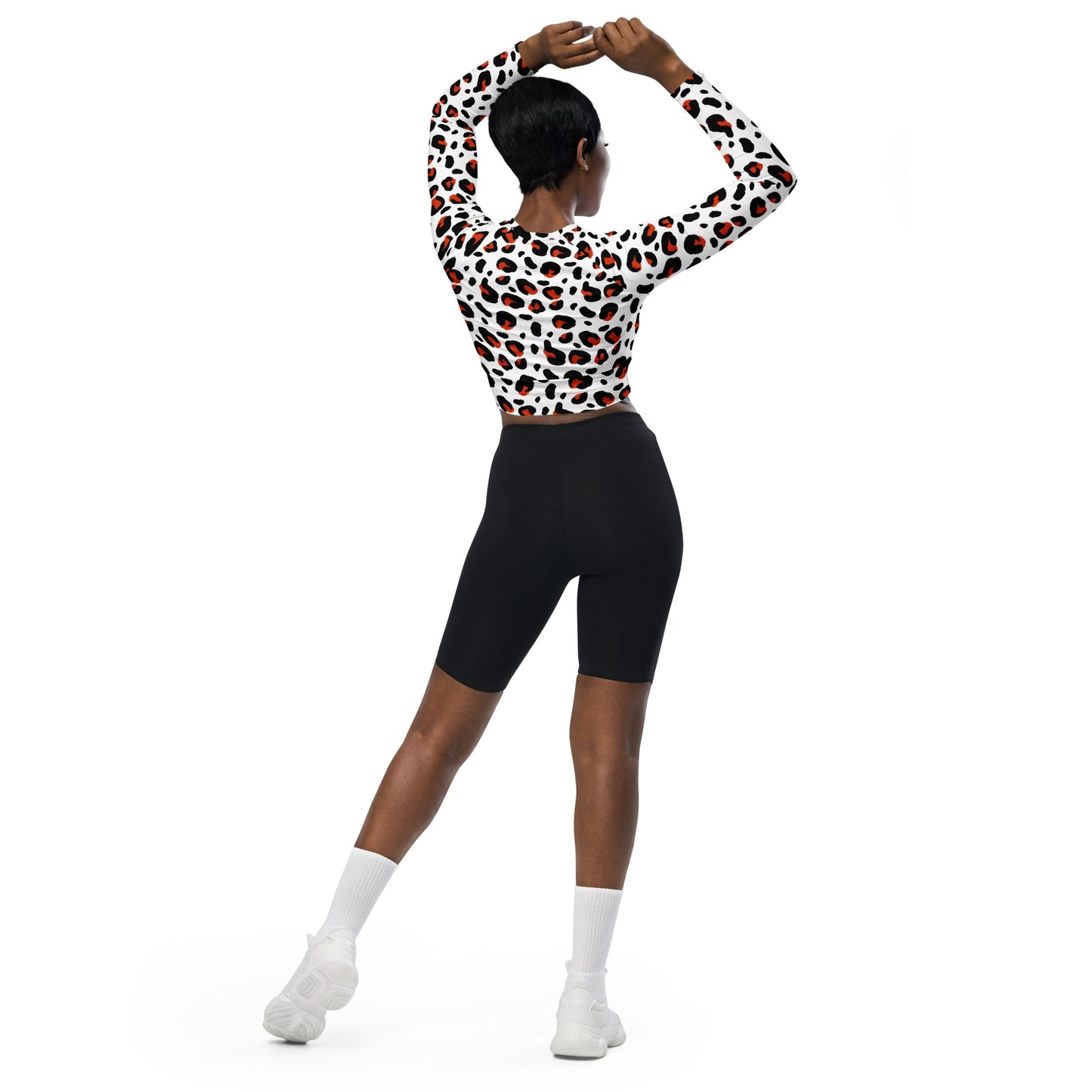 Leopard Print Recycled long-sleeve crop top