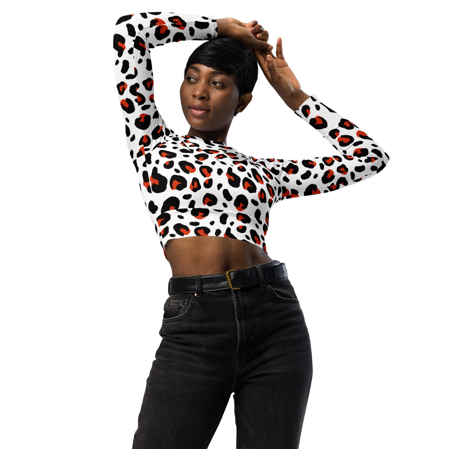 Leopard Print Recycled long-sleeve crop top