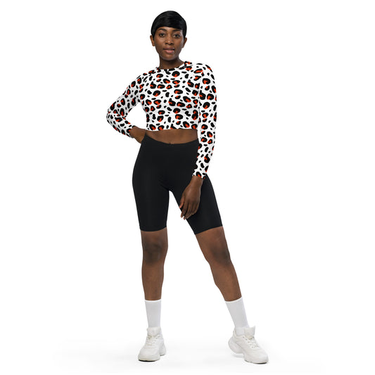 Leopard Print Recycled long-sleeve crop top