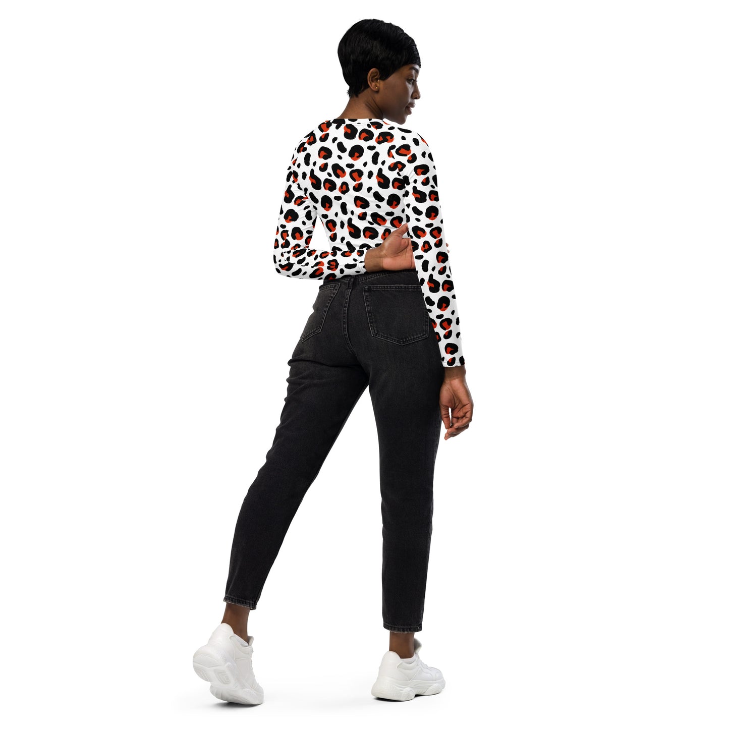 Leopard Print Recycled long-sleeve crop top