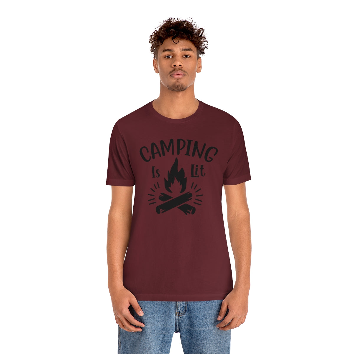 Camping is Lit Unisex Jersey Short Sleeve Tee