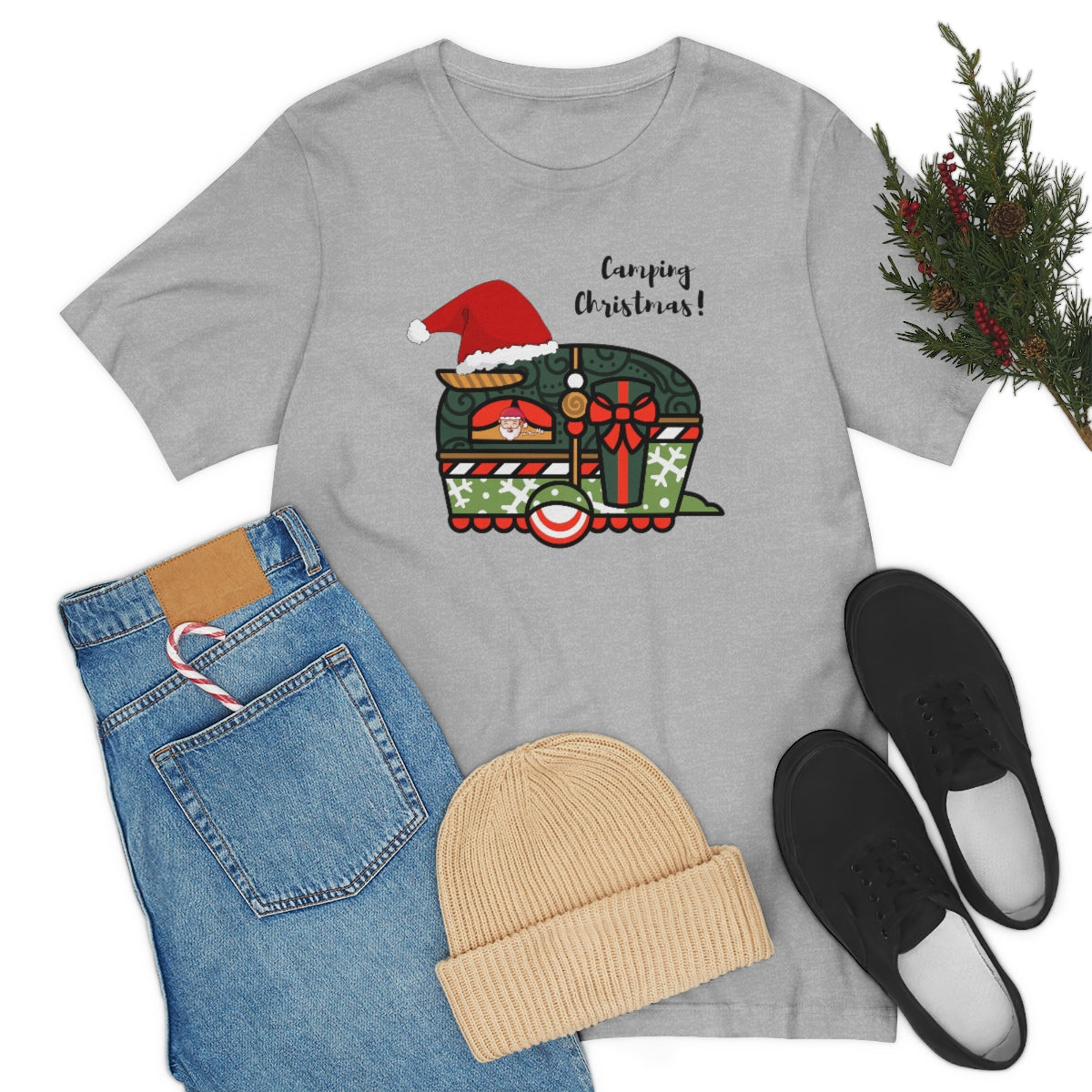 Camping Christmas Unisex Jersey Short Sleeve Tee