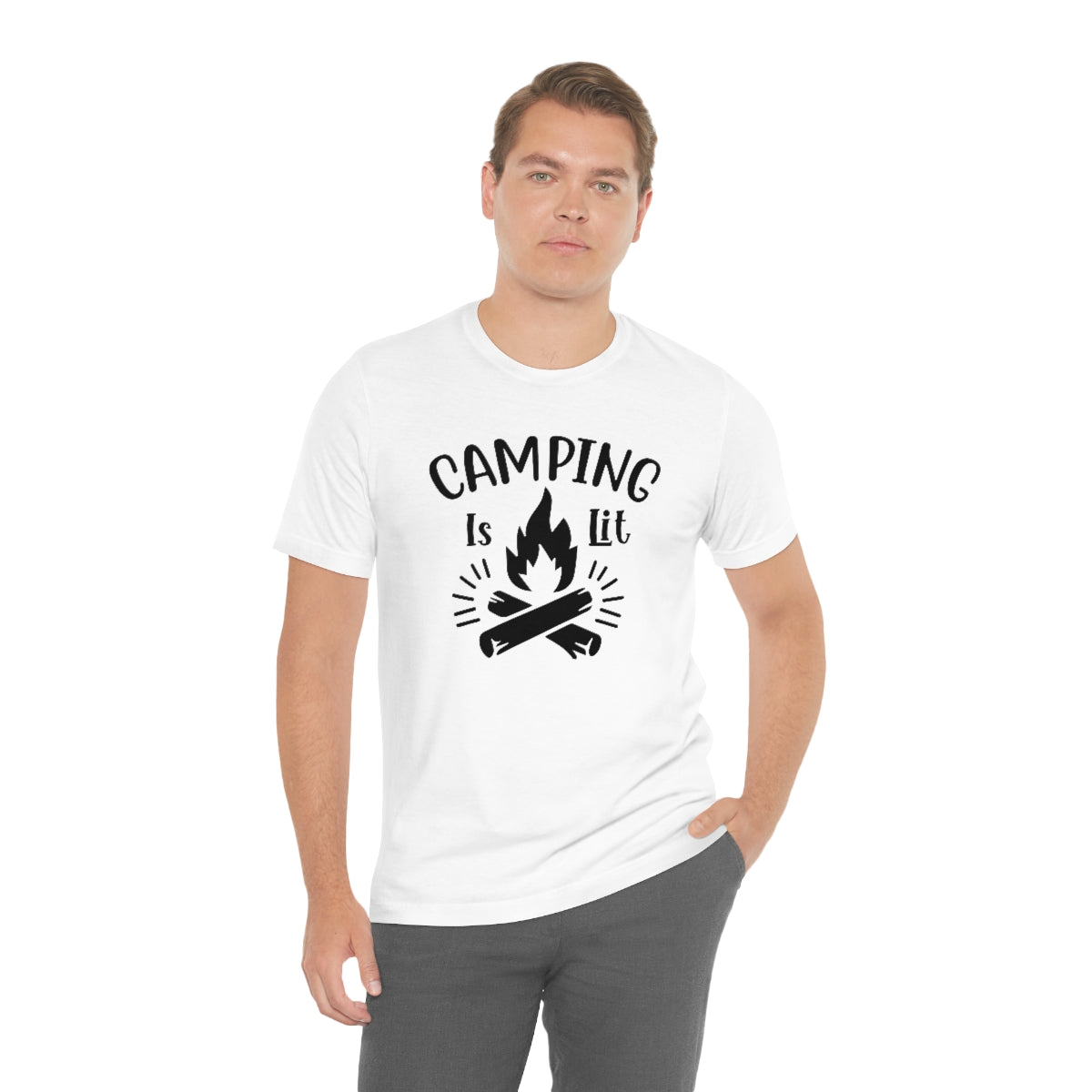 Camping is Lit Unisex Jersey Short Sleeve Tee