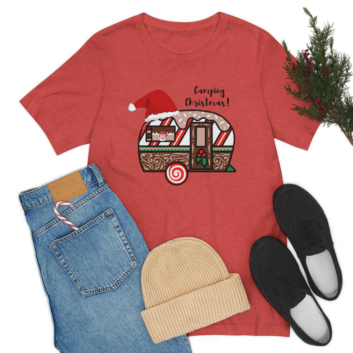 Camping Christmas Unisex Jersey Short Sleeve Tee