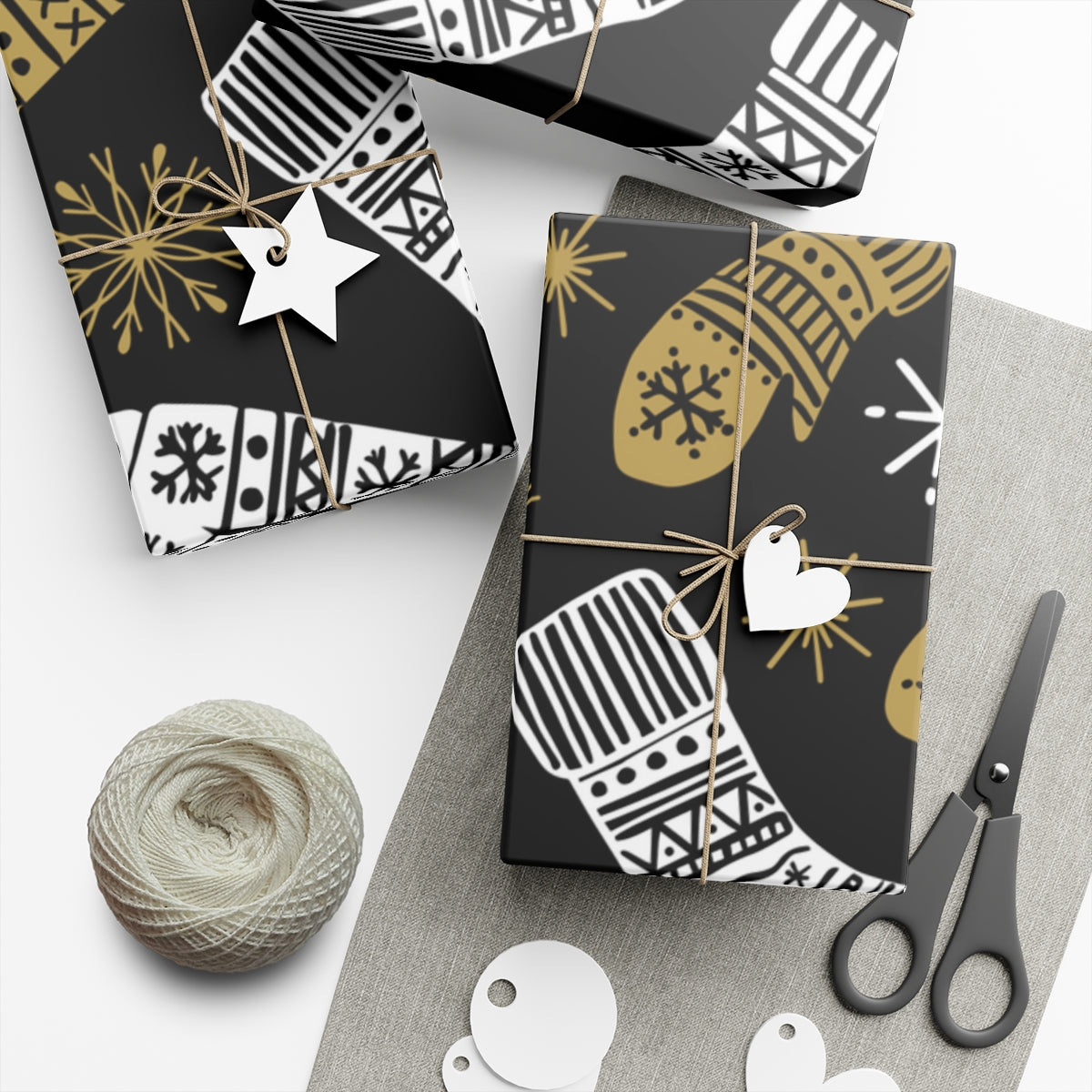 Black & Gold Sweater & scarves Christmas Gift Wrap Papers