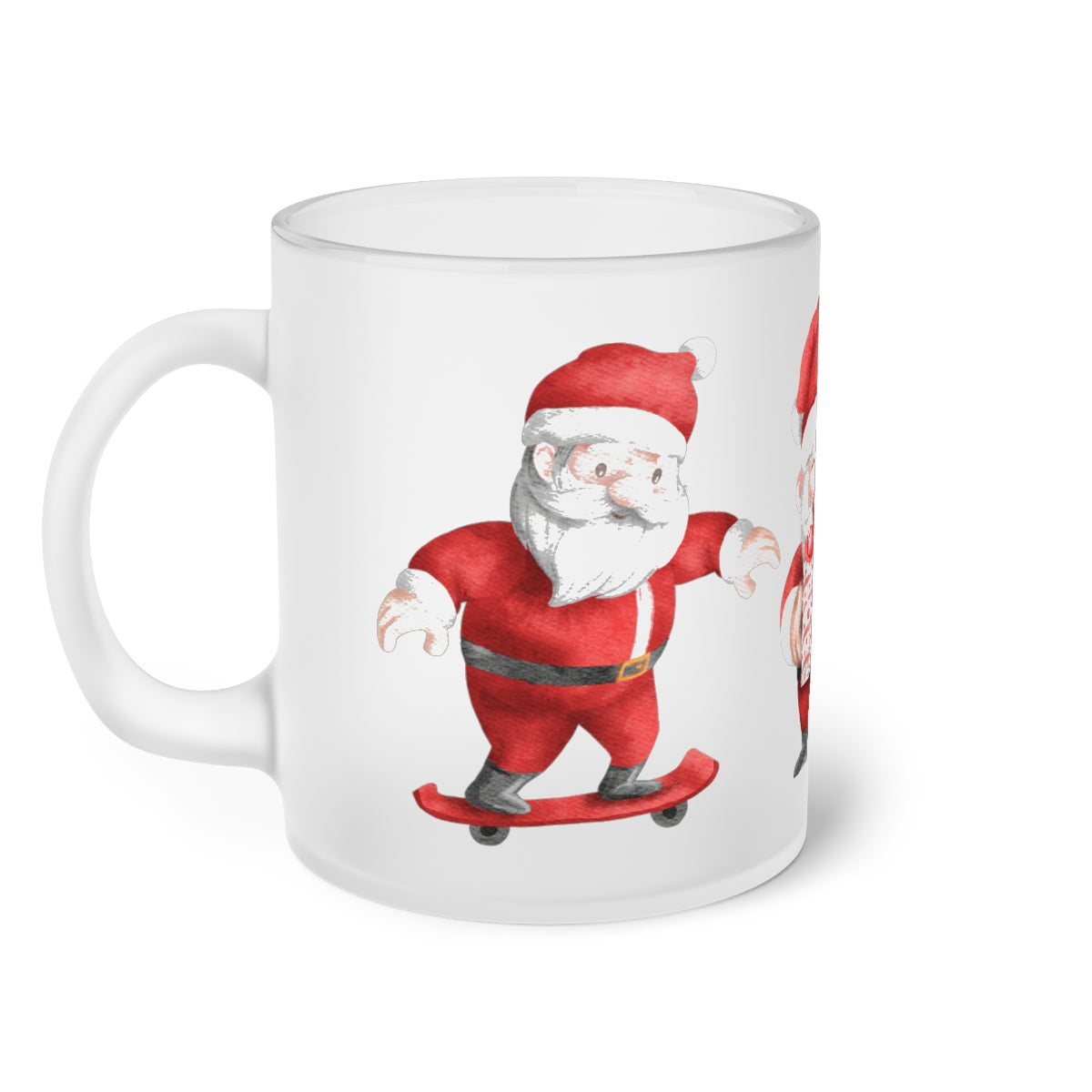 Santa Claus Christmas Frosted Glass Mug