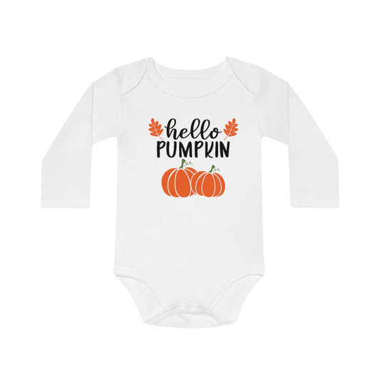 Hello Pumpkin Baby Long-Sleeve Organic Bodysuit