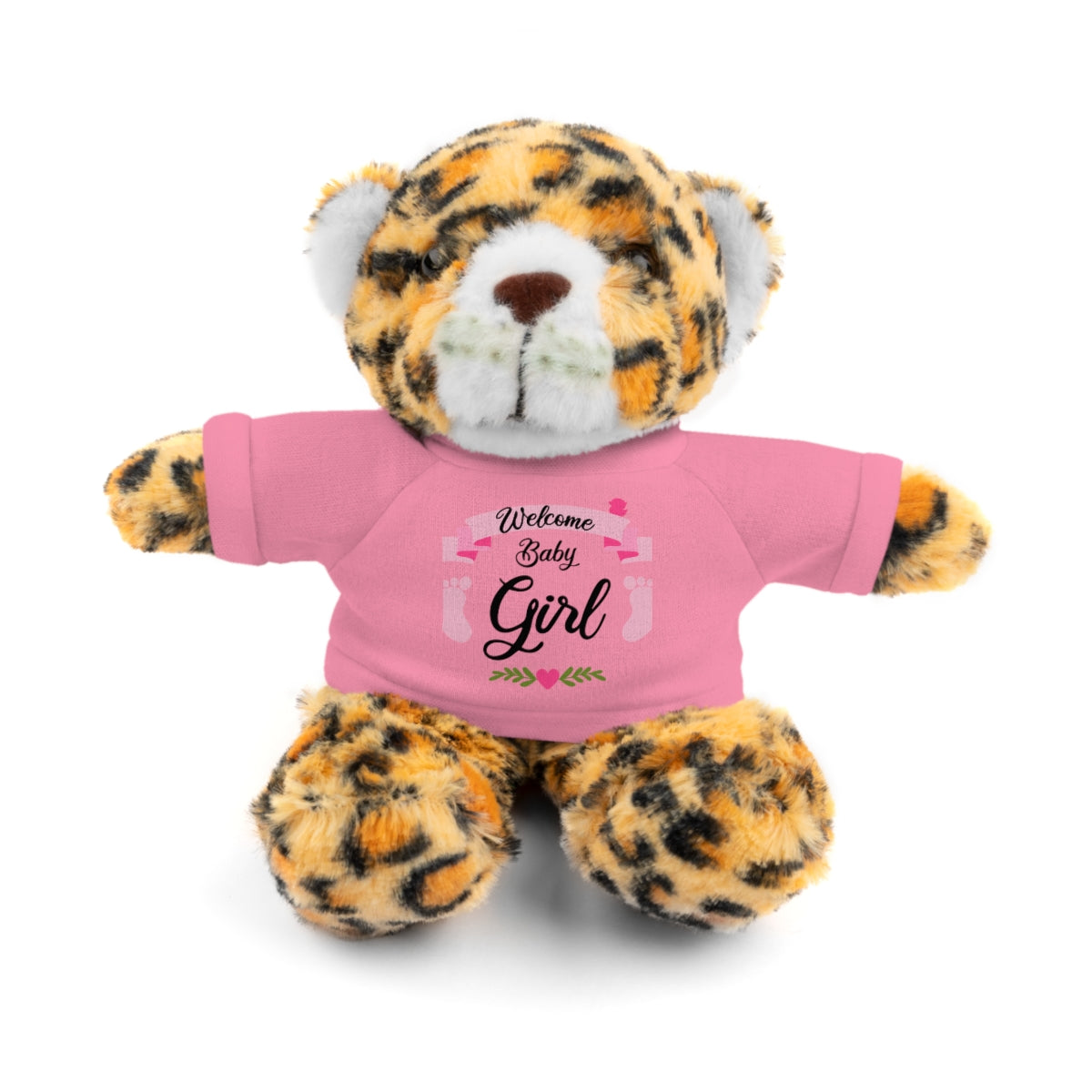 Welcome Baby Girl Stuffed Animals (Bear, Bunny, Jaguar, Lion, Panda, Sheep) with Tee