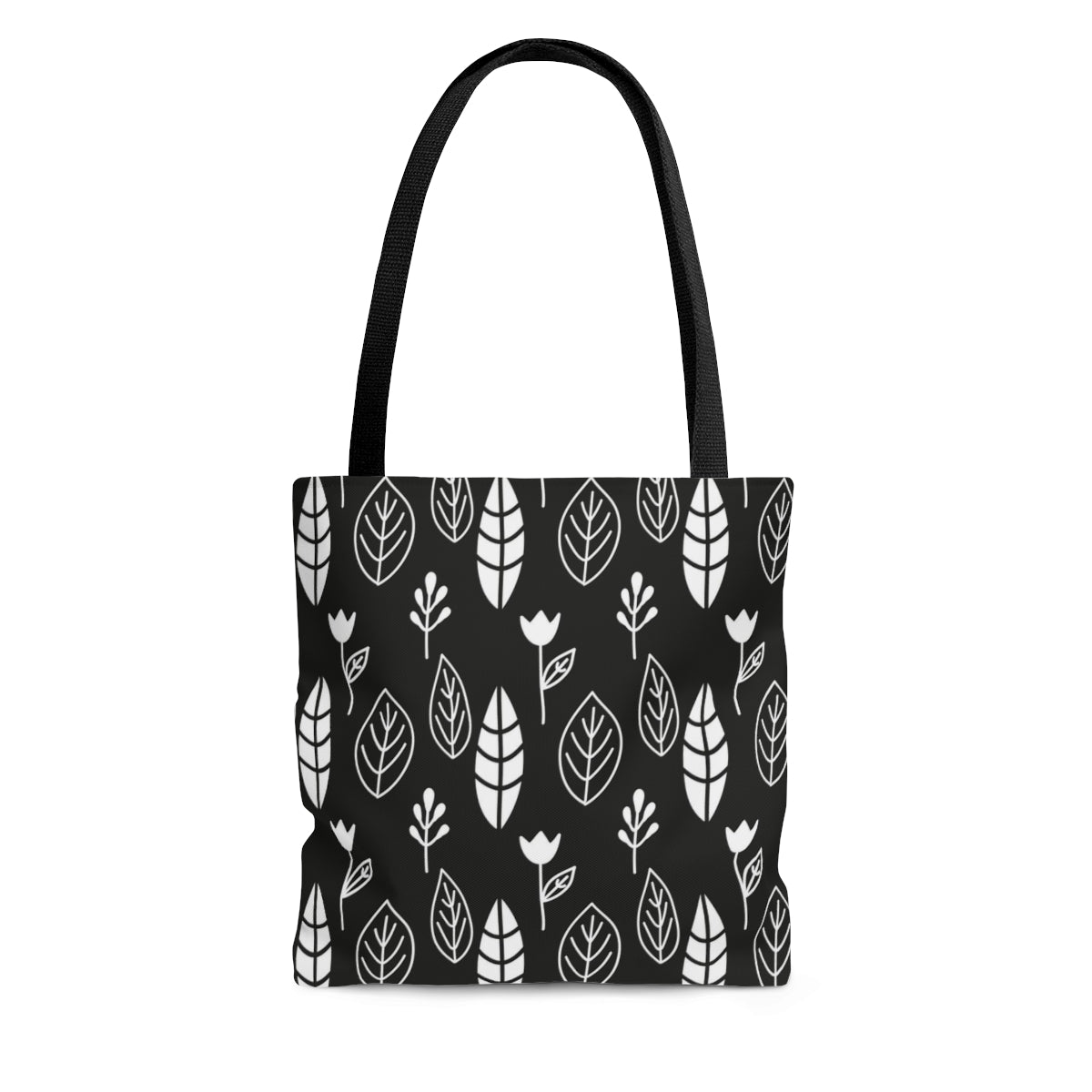 Leaves Black & White Scandi Christmas  Tote Bag