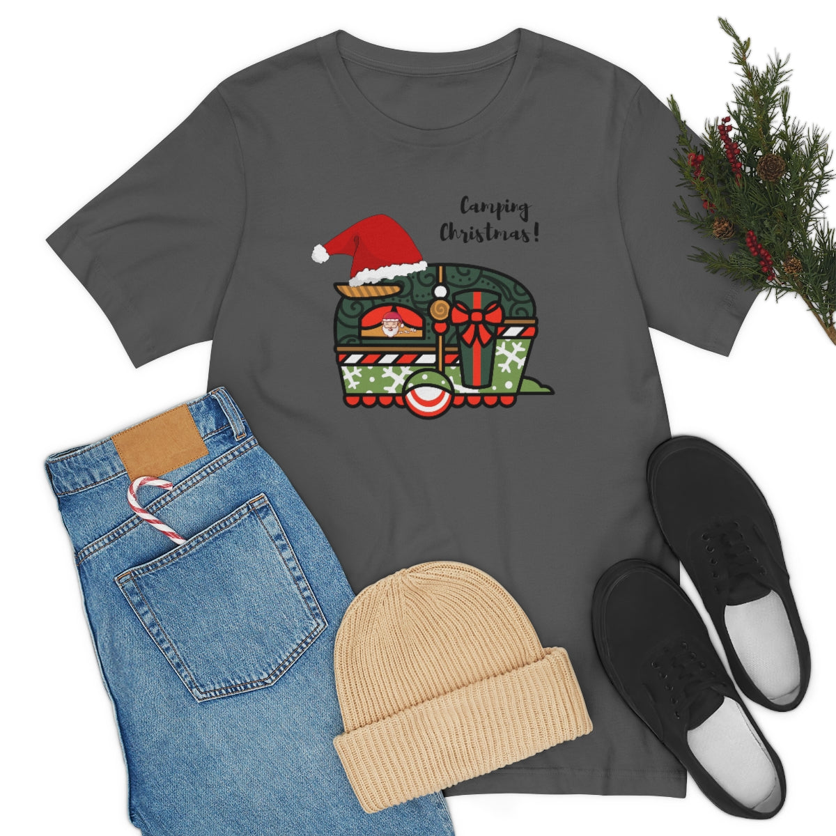 Camping Christmas Unisex Jersey Short Sleeve Tee