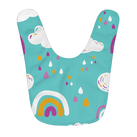 Rainbows Raindrops and Clouds Fleece Baby Bib