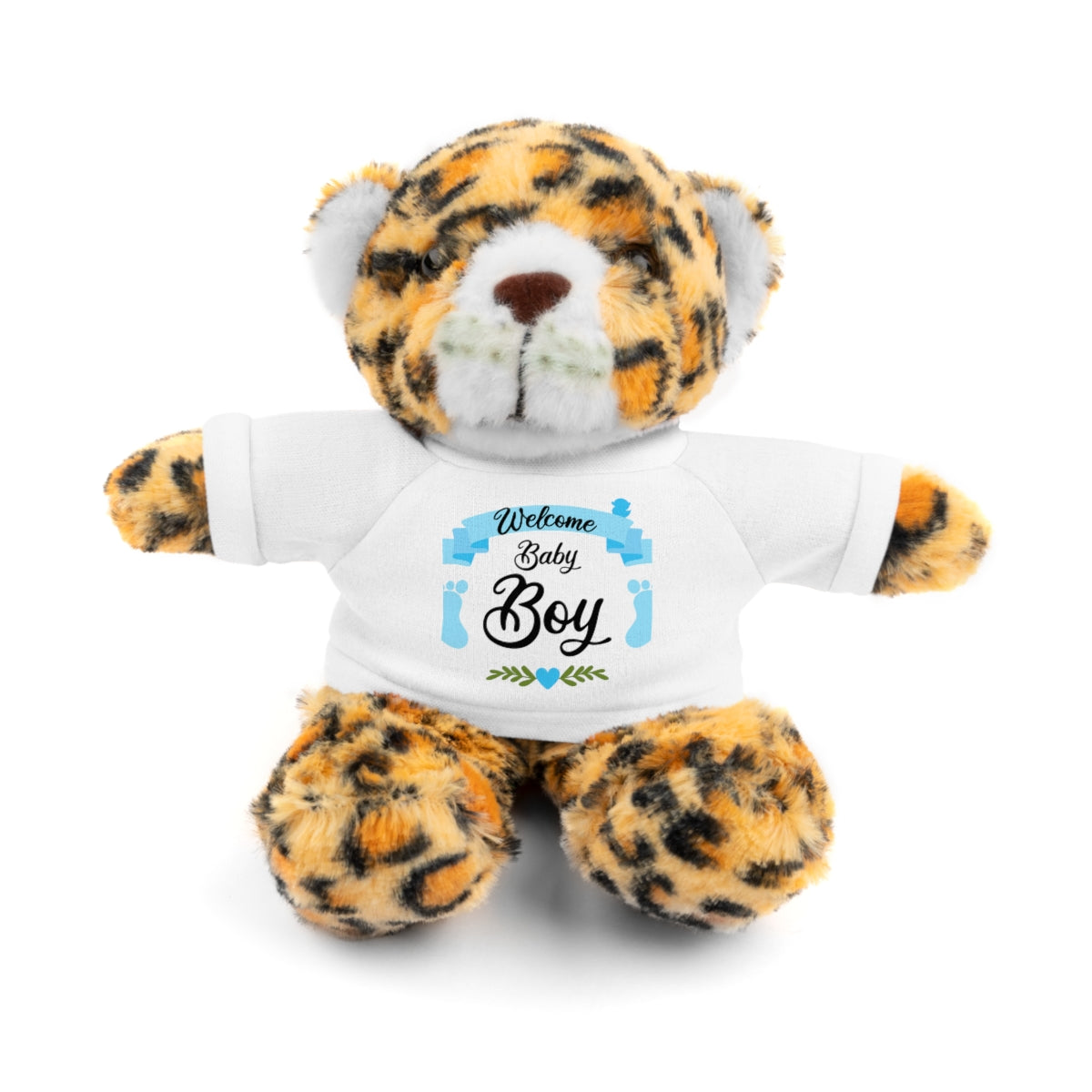 Welcome Baby Boy Stuffed Animals (Bear, Bunny, Jaguar, Lion, Panda, Sheep) with Tee