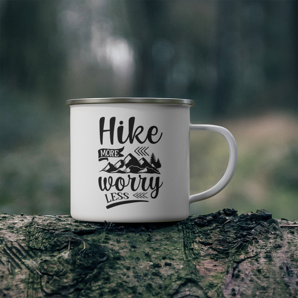 Hike More Worry Less Enamel Camping Mug