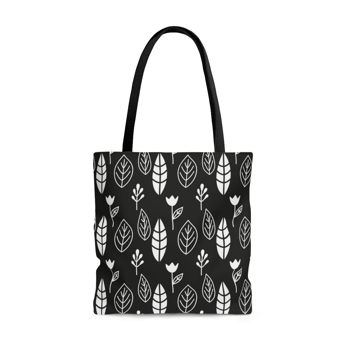 Leaves Black & White Scandi Christmas  Tote Bag