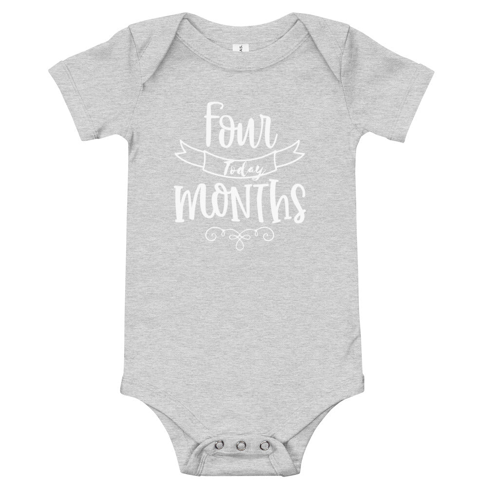 Four Months Today Baby short sleeve one piece Bodysuit