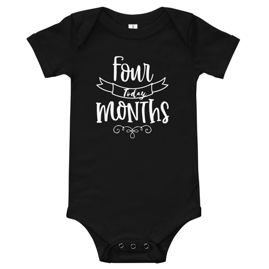 Four Months Today Baby short sleeve one piece Bodysuit