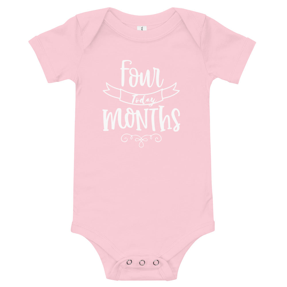 Four Months Today Baby short sleeve one piece Bodysuit