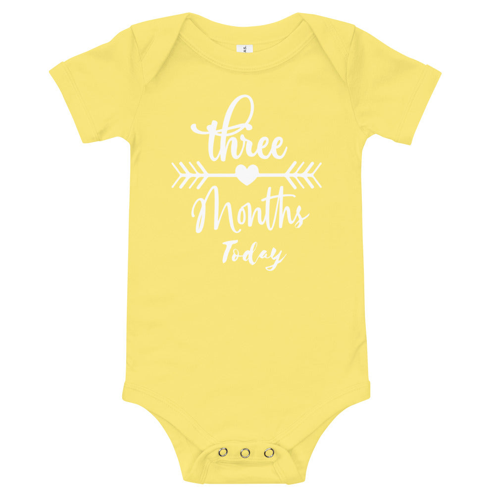 Three Months Today Baby short sleeve one piece bodysuit