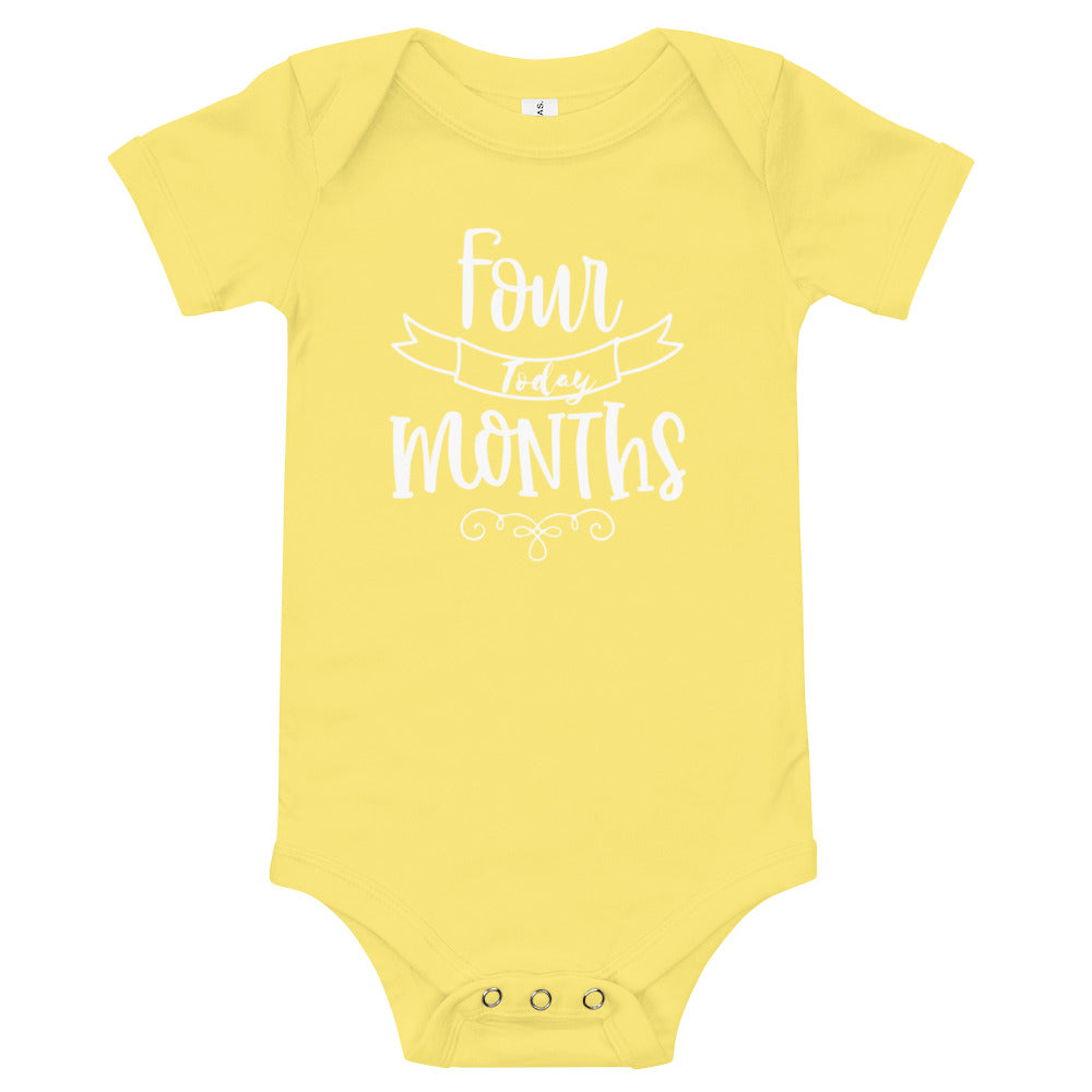 Four Months Today Baby short sleeve one piece Bodysuit