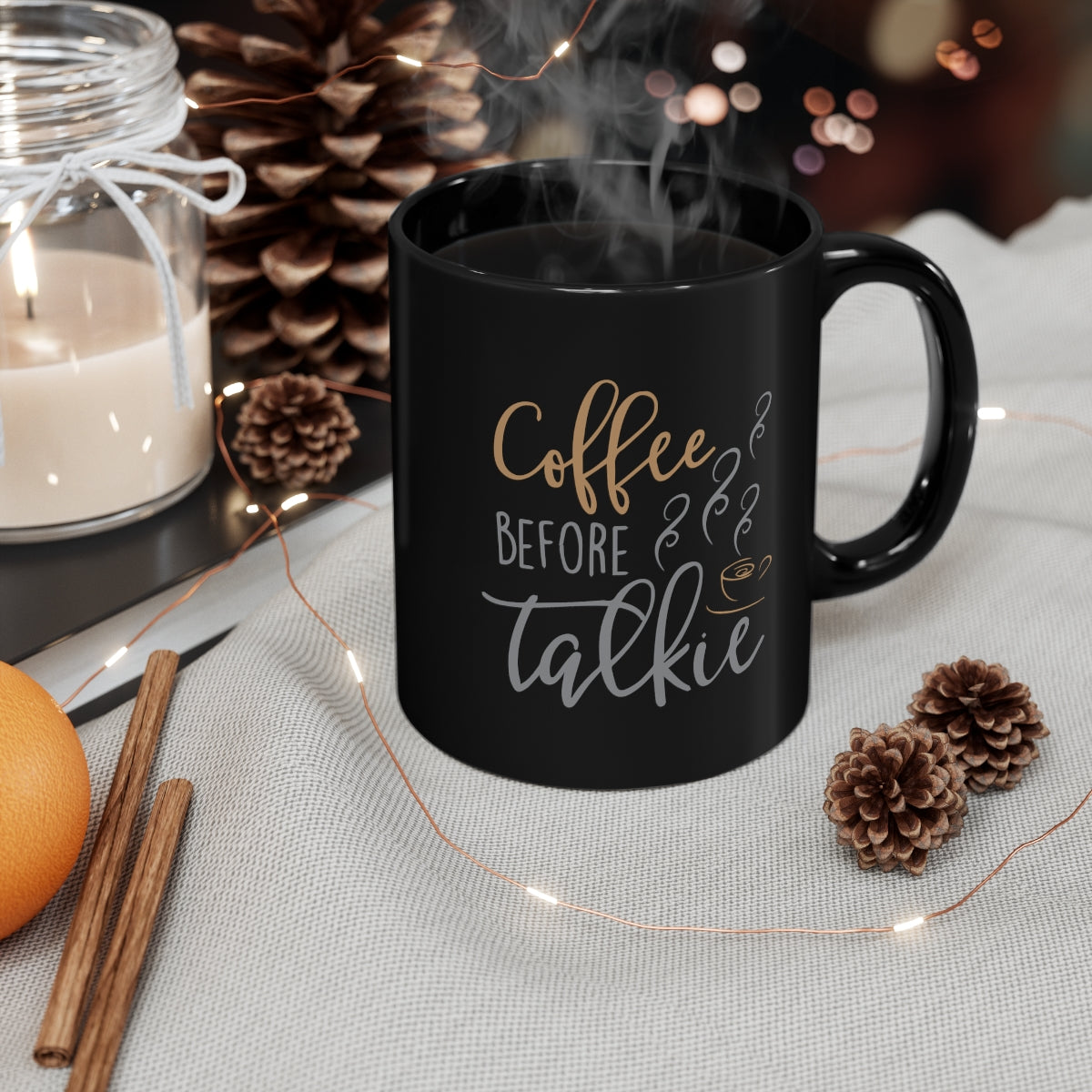 Coffee Before Talkie 11oz Black Mug