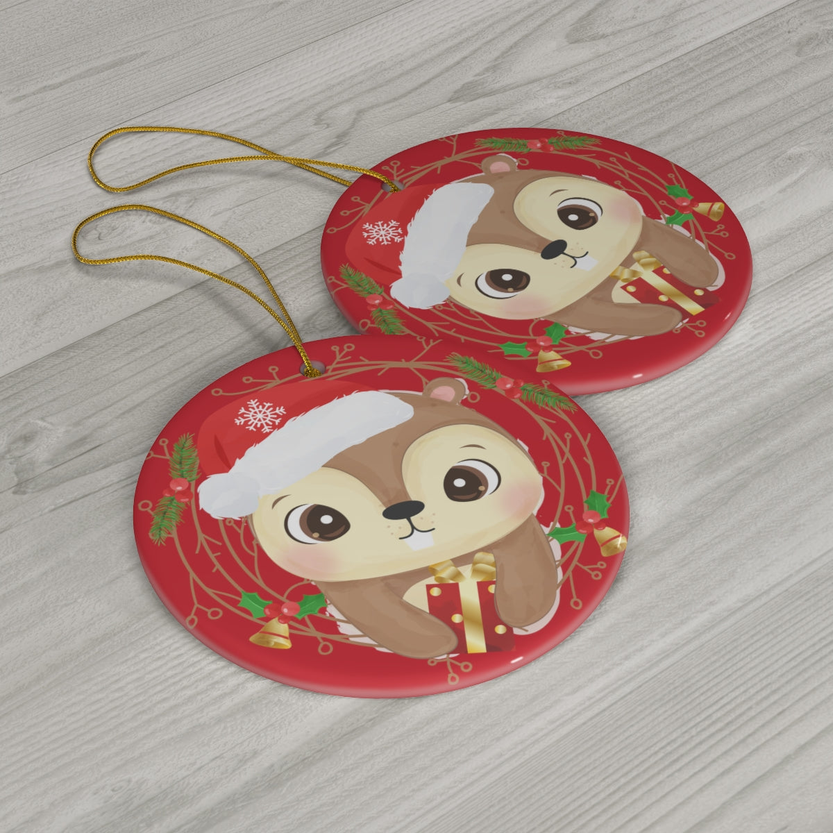 Cute Christmas Bear Ceramic Ornament, 1-Pack