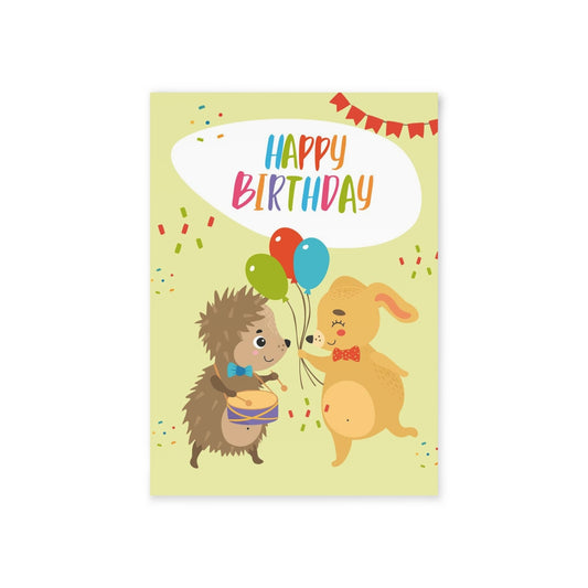 Happy Birthday Animals with Balloons Birthday Card
