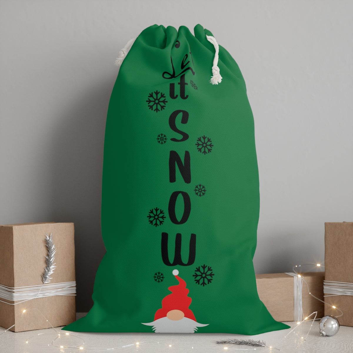 Let it Snow Gnome Santa Sack