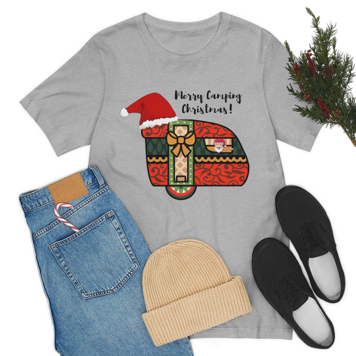 Merry Camping Christmas Unisex Jersey Short Sleeve Tee