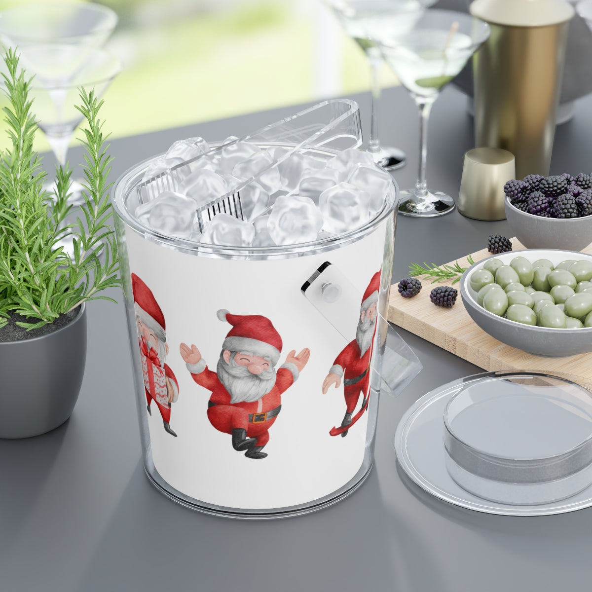 Christmas Santa Ice Bucket with Tongs