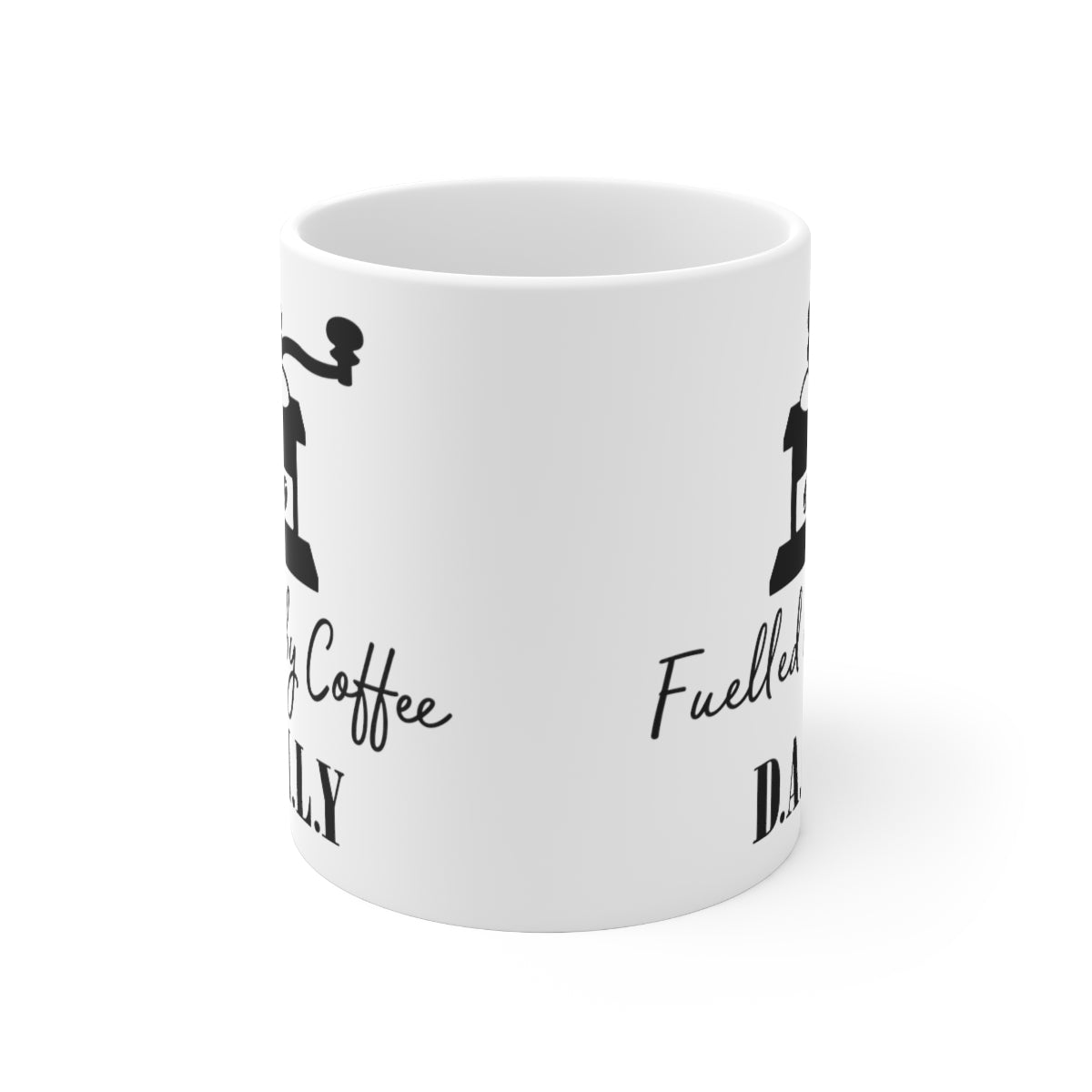 Fuelled By Coffee Daily Ceramic Coffee Cups, 11oz, 15oz