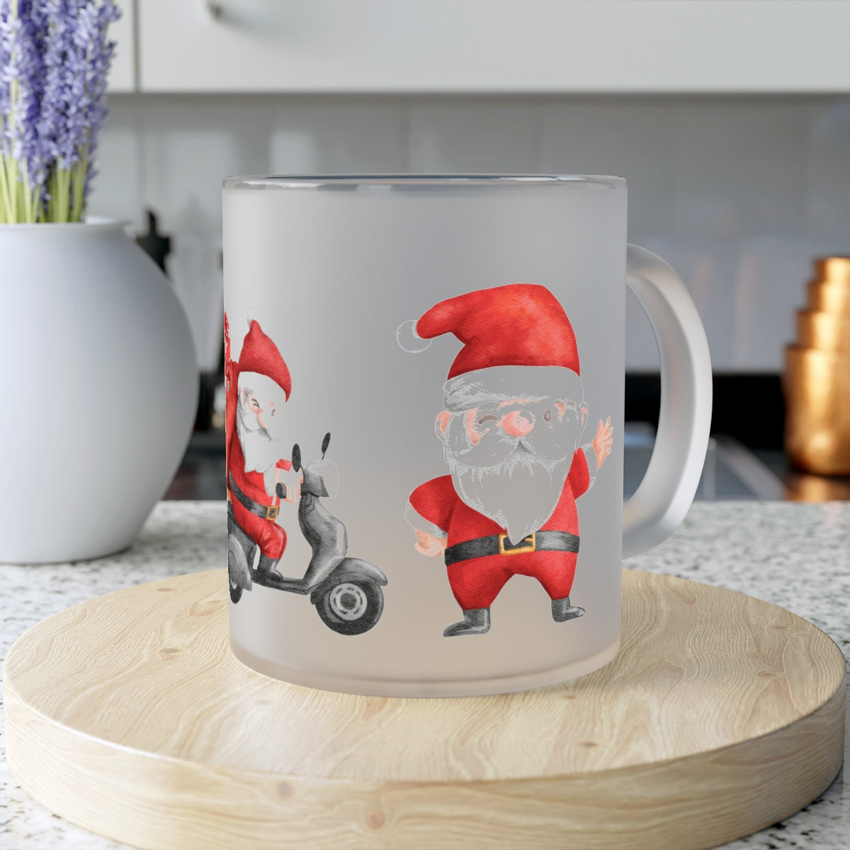 Christmas Santa Frosted Glass Mug