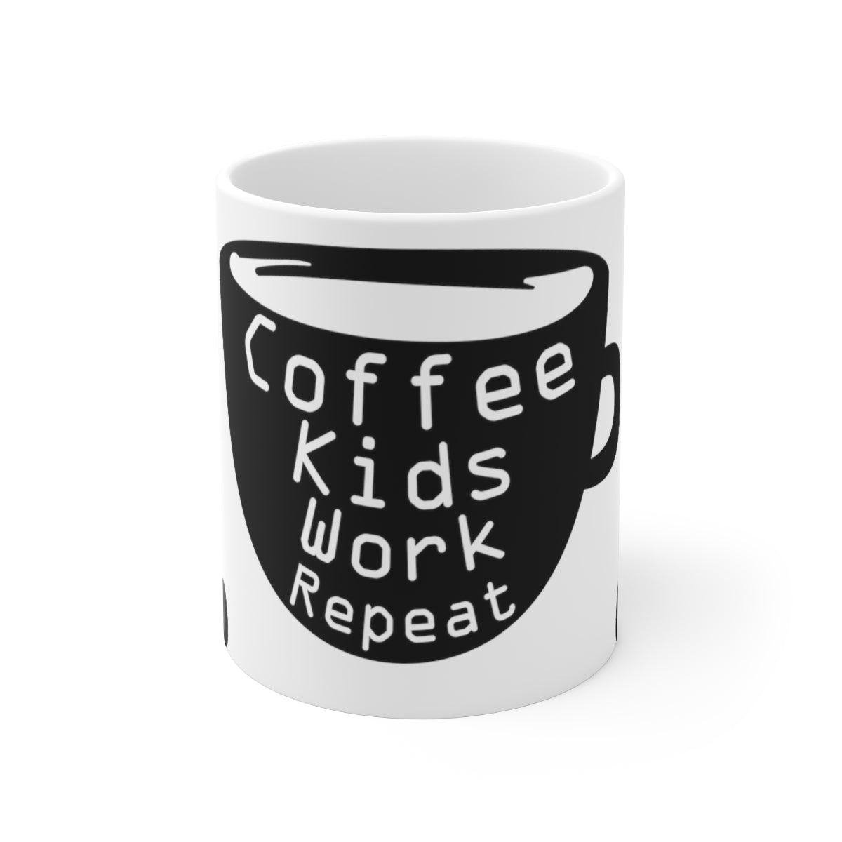 Coffee Kids Work Repeat Ceramic Coffee Cups, 11oz, 15oz