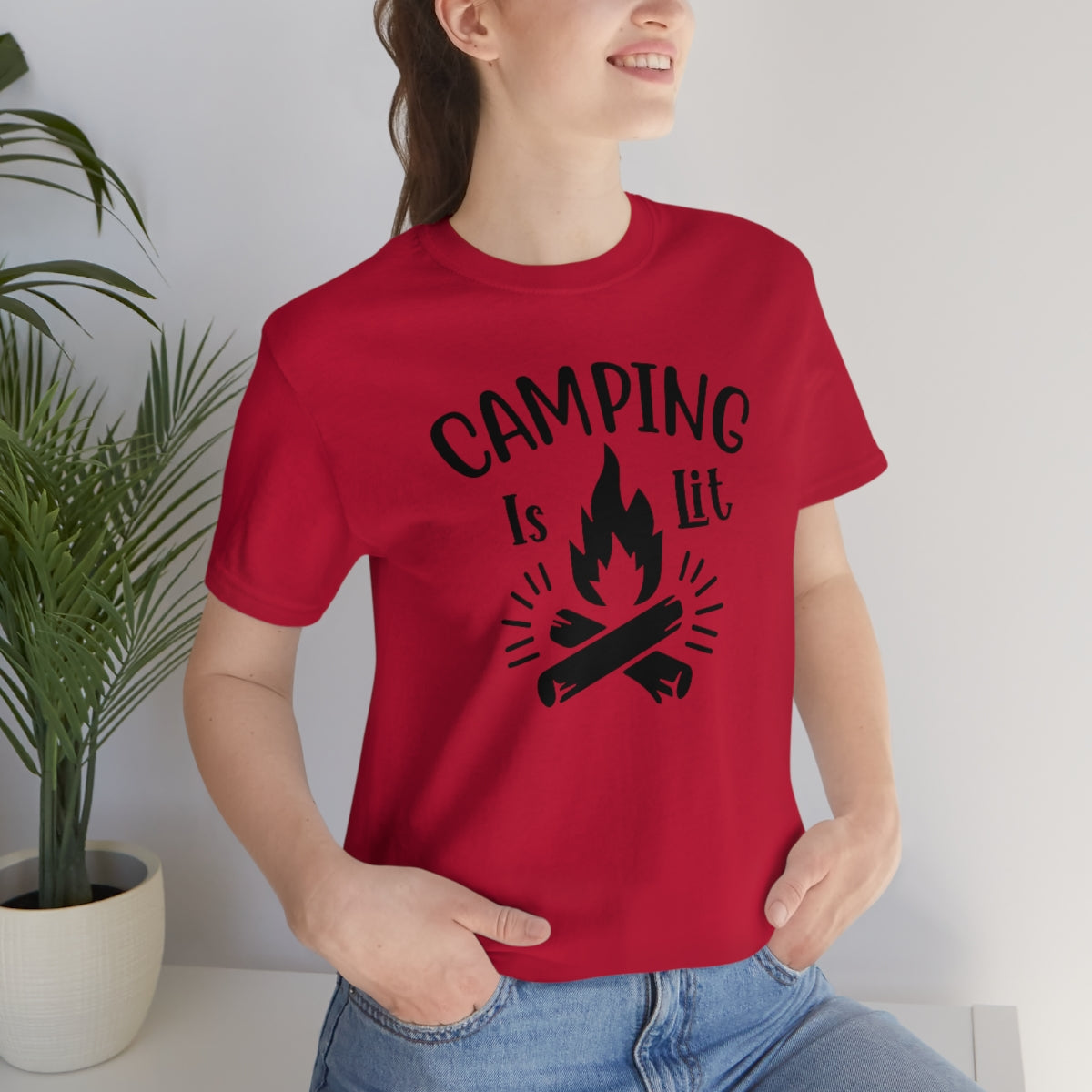 Camping is Lit Unisex Jersey Short Sleeve Tee