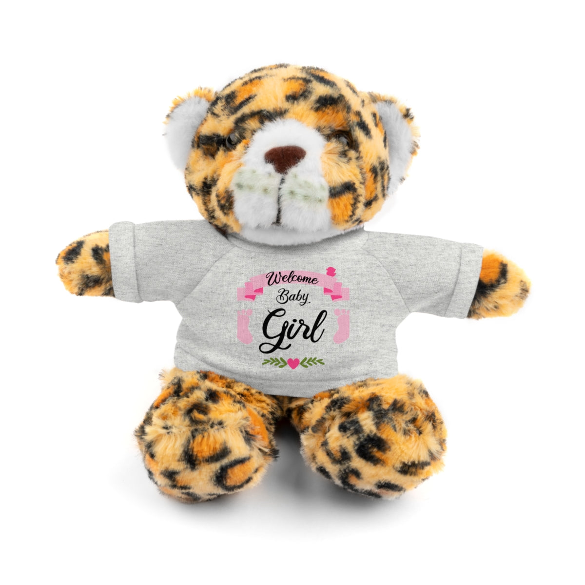 Welcome Baby Girl Stuffed Animals (Bear, Bunny, Jaguar, Lion, Panda, Sheep) with Tee