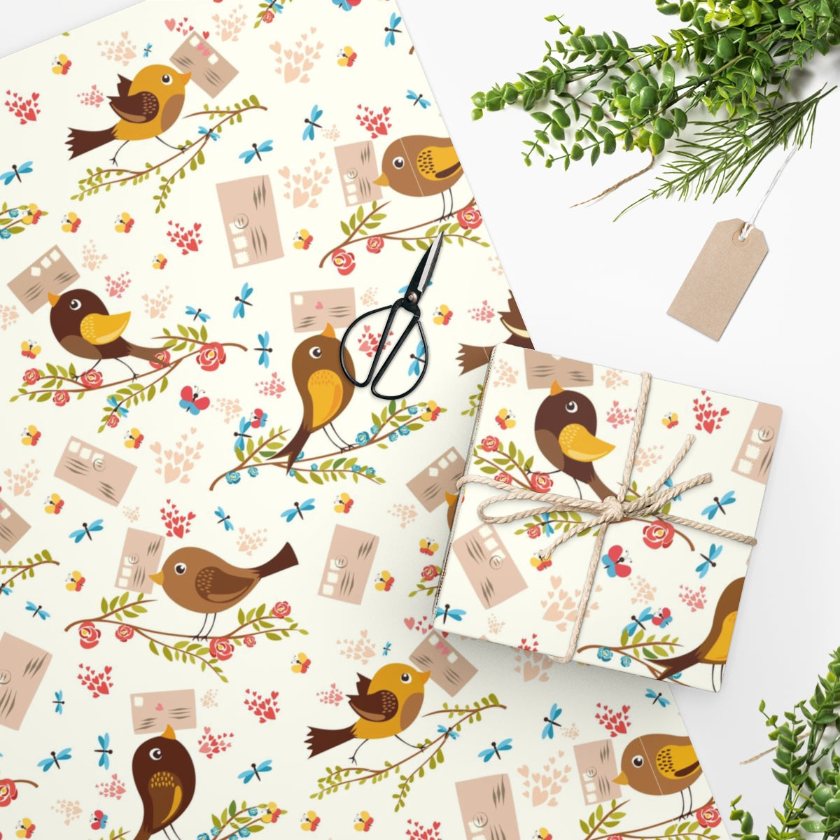 Love Letter Love Birds Romantic Wrapping Paper