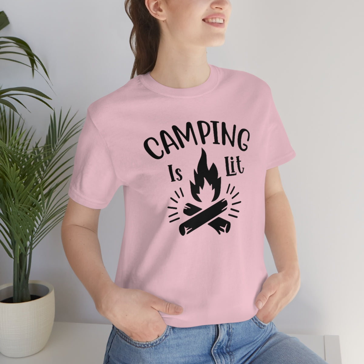 Camping is Lit Unisex Jersey Short Sleeve Tee