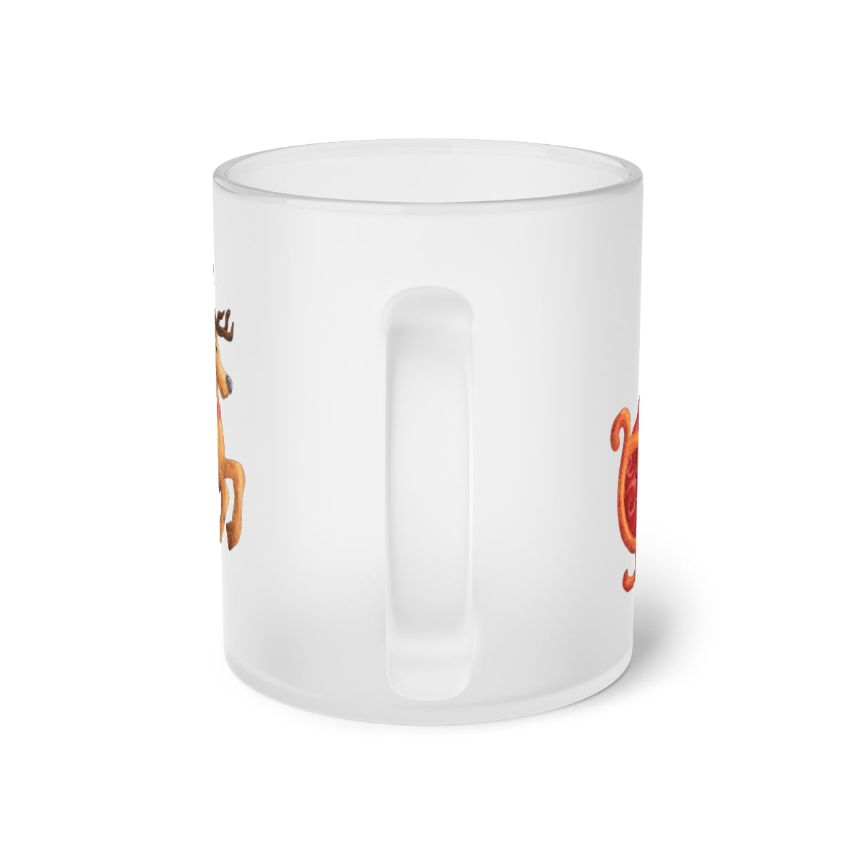 Santa Sleigh & Reindeer Frosted Glass Mug