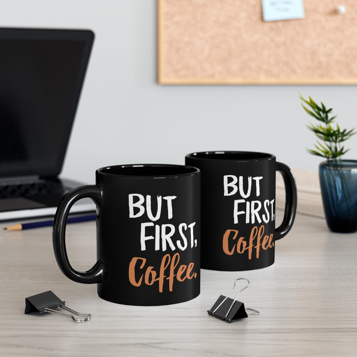 But First Coffee 11oz Black Mug