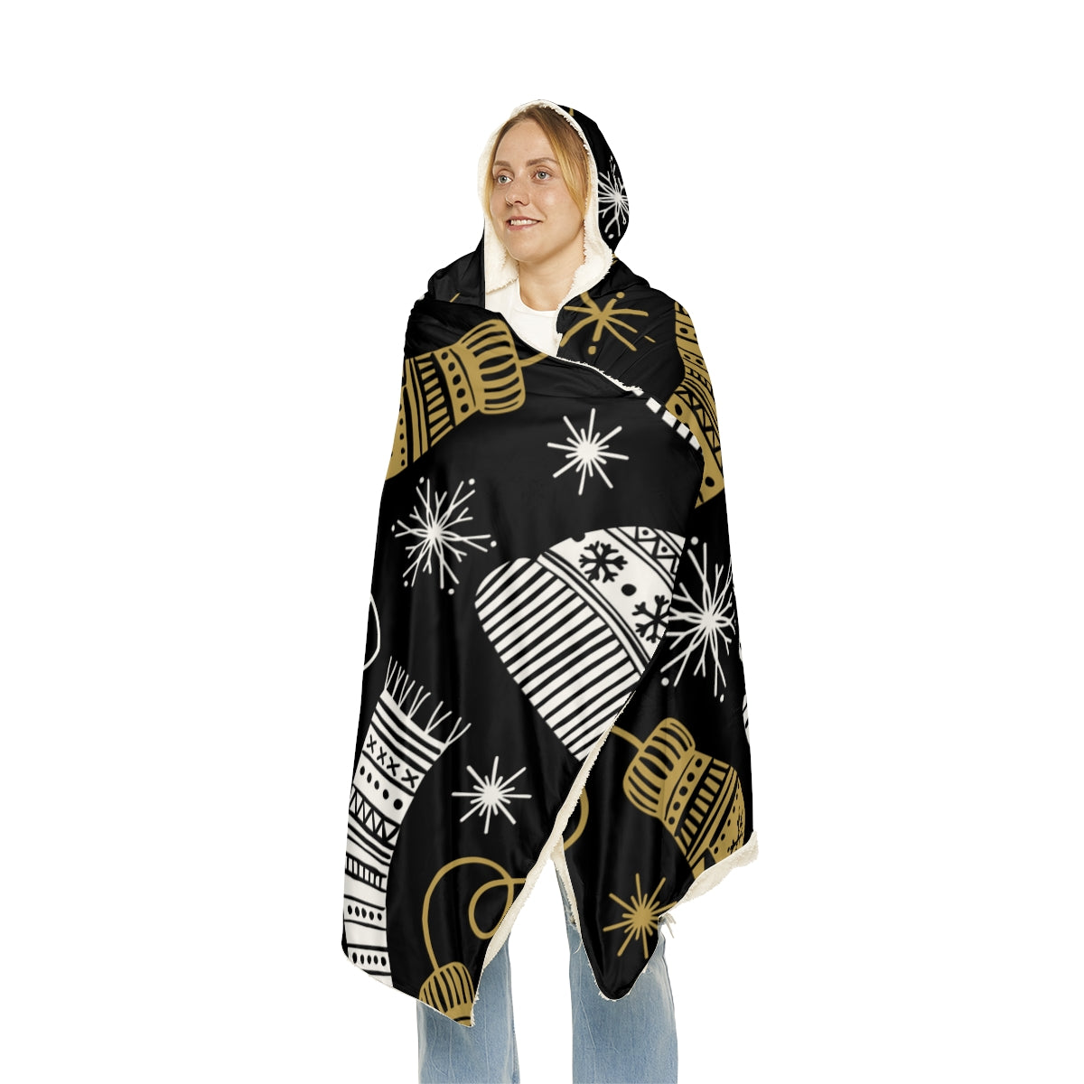 Black & Gold Christmas Sweaters & Scarves Snuggle Blanket