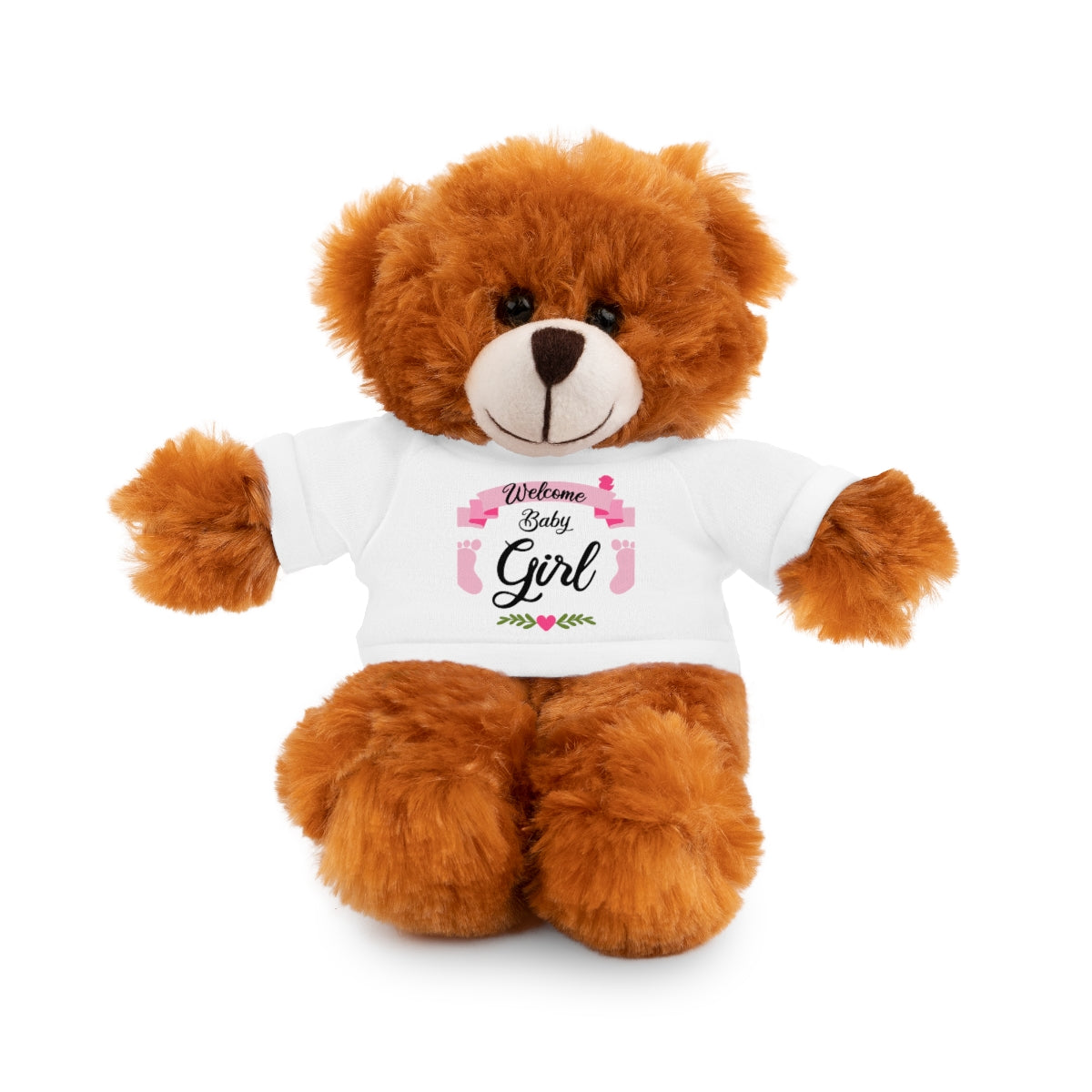 Welcome Baby Girl Stuffed Animals (Bear, Bunny, Jaguar, Lion, Panda, Sheep) with Tee