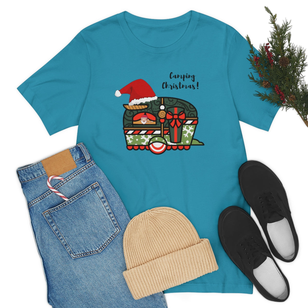 Camping Christmas Unisex Jersey Short Sleeve Tee