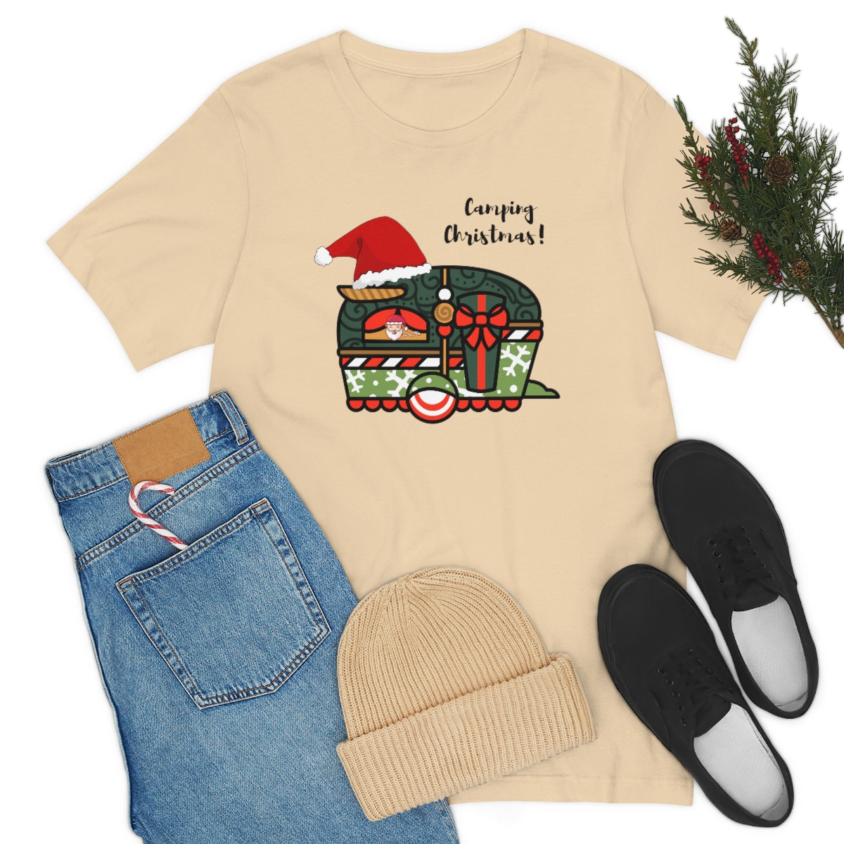 Camping Christmas Unisex Jersey Short Sleeve Tee