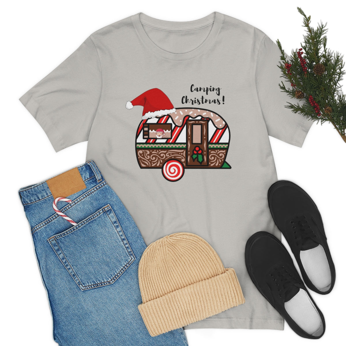 Camping Christmas Unisex Jersey Short Sleeve Tee