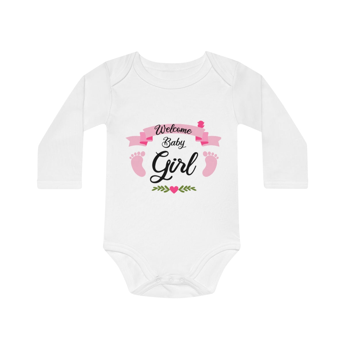 Welcome Baby Girl Baby Long-Sleeve Organic Bodysuit