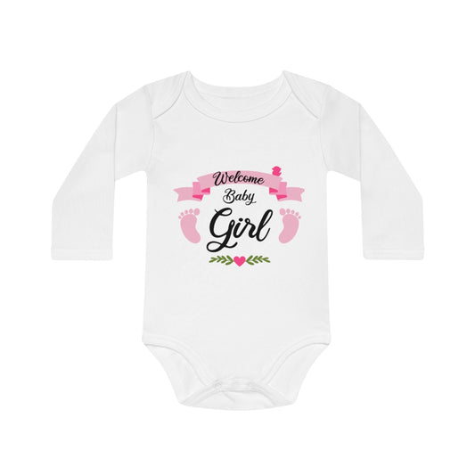 Welcome Baby Girl Baby Long-Sleeve Organic Bodysuit