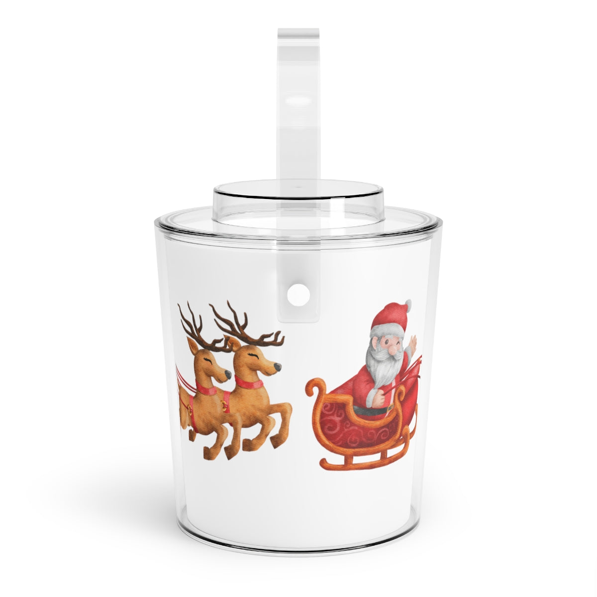 Santa Sleigh & Reindeer Christmas Ice Bucket with Tongs