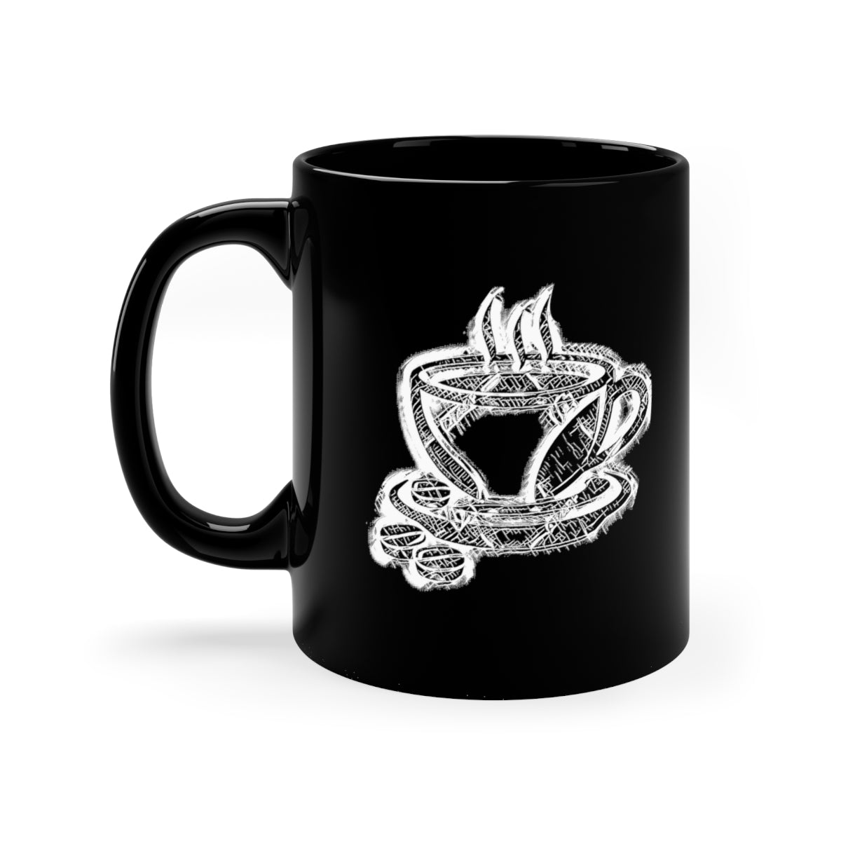 Black & White Coffee Cup 11oz Black Mug