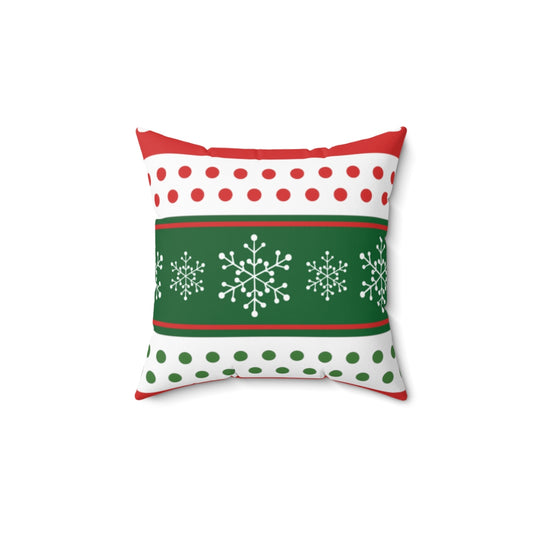 Snowflakes Christmas Spun Polyester Square Pillow